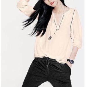 JCrew cream tassel blouse